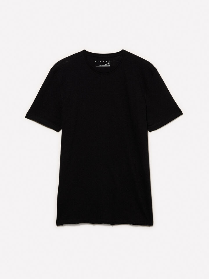 Schwarzes Slim-Fit-Kurzarm-T-Shirt - kurzärmeliges t-shirt für herren - Schwarz | Sisley image number 5